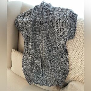 Say what short sleeve open sweater black and white size medium